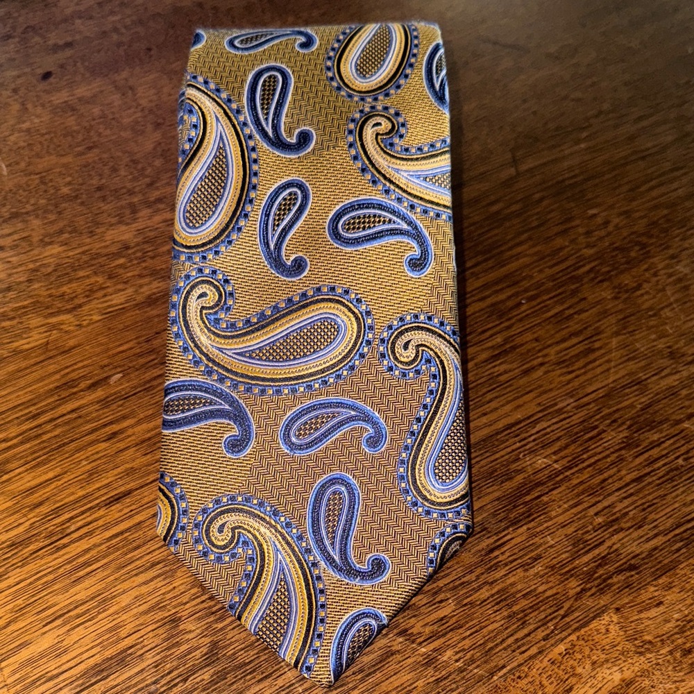 Jos. A. Bank Gold and Blue Paisley Tie